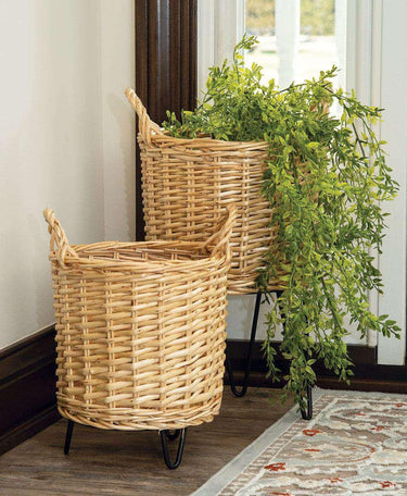 2/Set, Wicker Basket Plant Stands - The Fox Decor